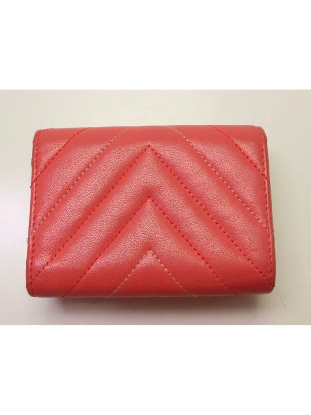 Chanel Mademoiselle Stitch Leather Pink Trifold Wallet